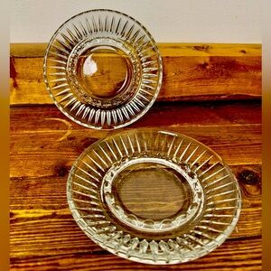 Set of (2) Vintage Mid Century Modern Classic‎ Round Clear GLASS ASHTRAY